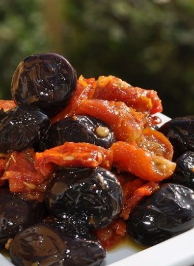Black Olive With Tomatoes Filled
